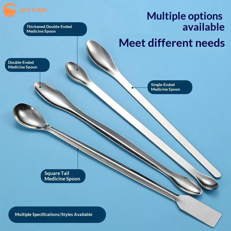 (New) 1Pcs Stainless Steel Medicinal Spoon Ladle Double-ended Experiment Pharmacy Lab Use Reagents Sample Spatula Weighing Spoon