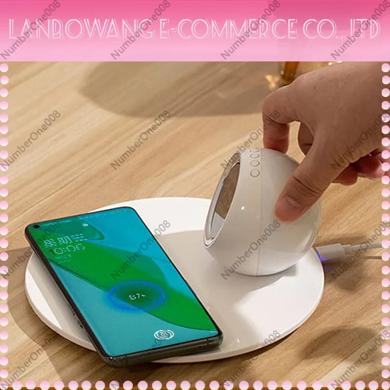 Wireless Charger Night Light, Multifunctional Clock Bluetooth Speaker, LED Desk Lamp Phone Charging Station view 4