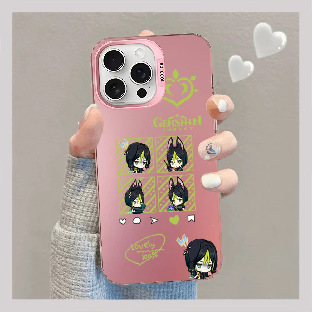 Genshin Impact Wanderer Nahida Alhaitham Mika Dehya Kaveh Phone Case IPhone 16 15 Pro Max Case 14 Plus 13 12 11 Color Silver