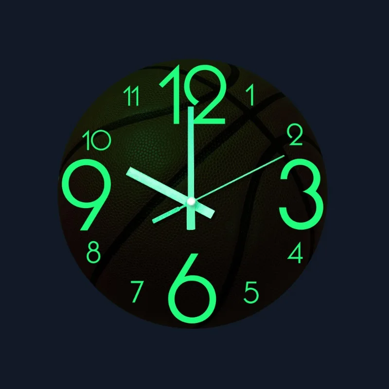 

Quiet Wall Clock Basketball with Luminous Wall Clock Three-dimensional Acrylic Clock Bedroom Living Room Decoration Fashion