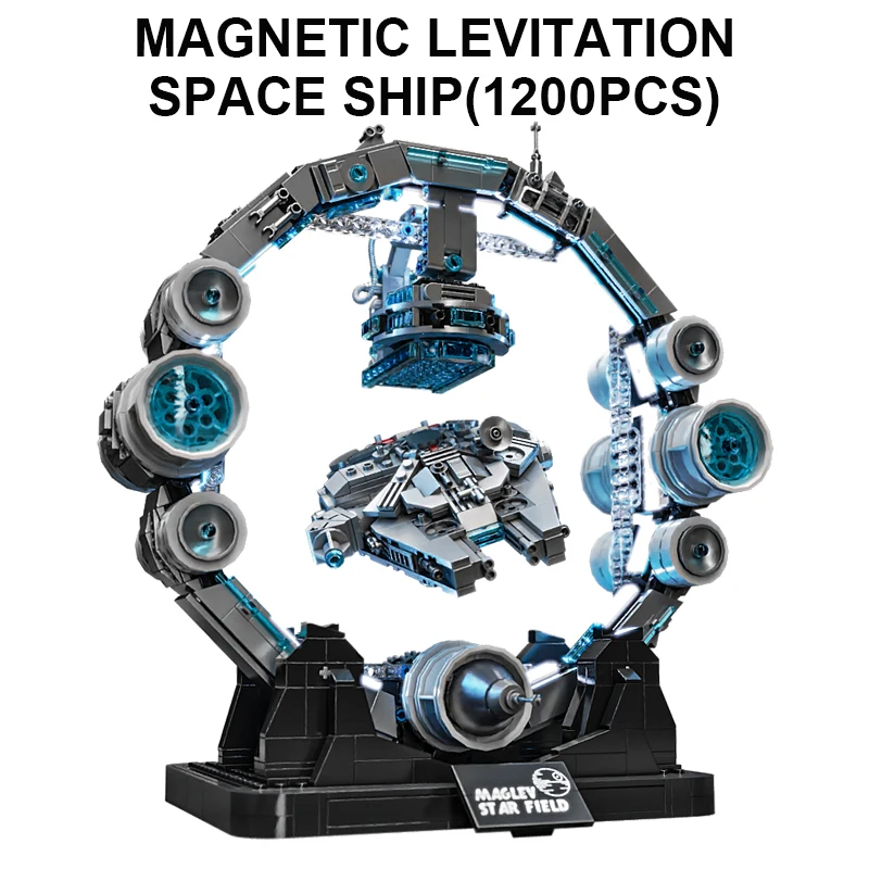 

1200 шт., набор строительных блоков космического корабля с магнитной левитацией, комплект модели НЛО со светом, игрушки STEM для детей и взрослых, подарок для мальчиков и девочек