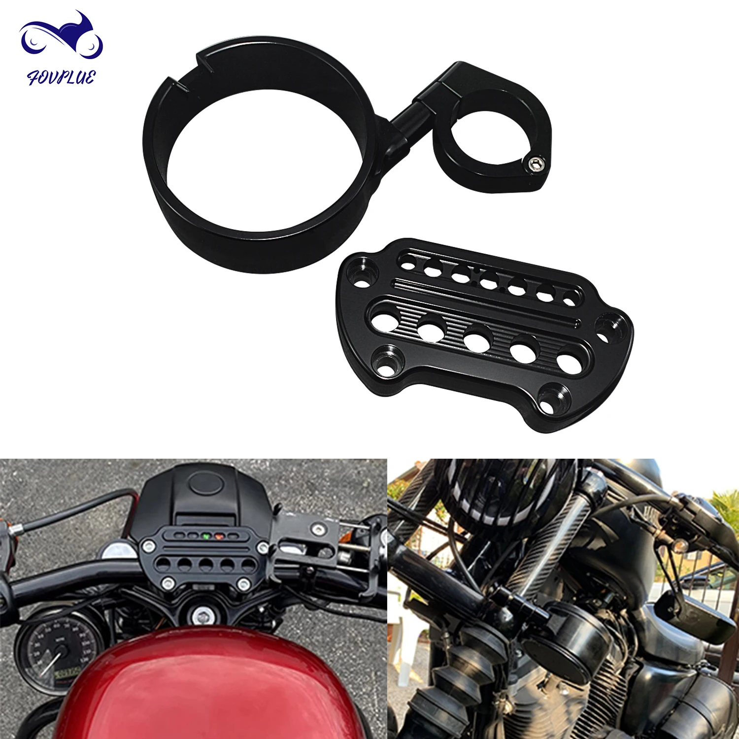 Motorcycle Speedometer Bracket Housing Side Mount Relocation Cover Handlebar Top Clamps For Harley Sportster 883 1200 XL Black