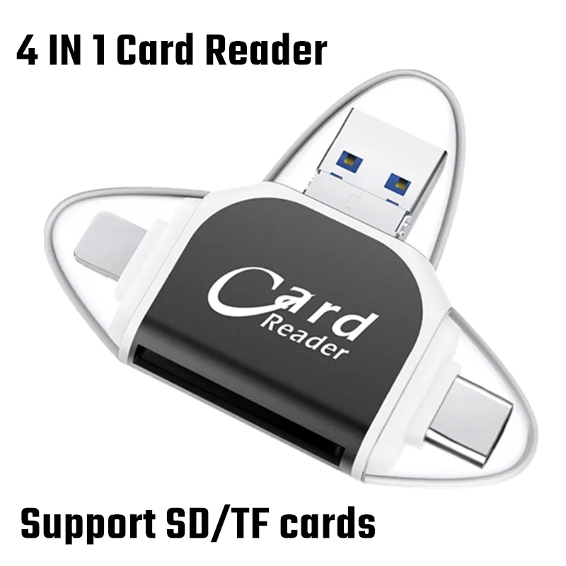 

4 in 1 Card Reader for SD Card ,TF card Plug and Play for iPhone and Samsung XiaoMi Phones TF Camera SD Card Reader