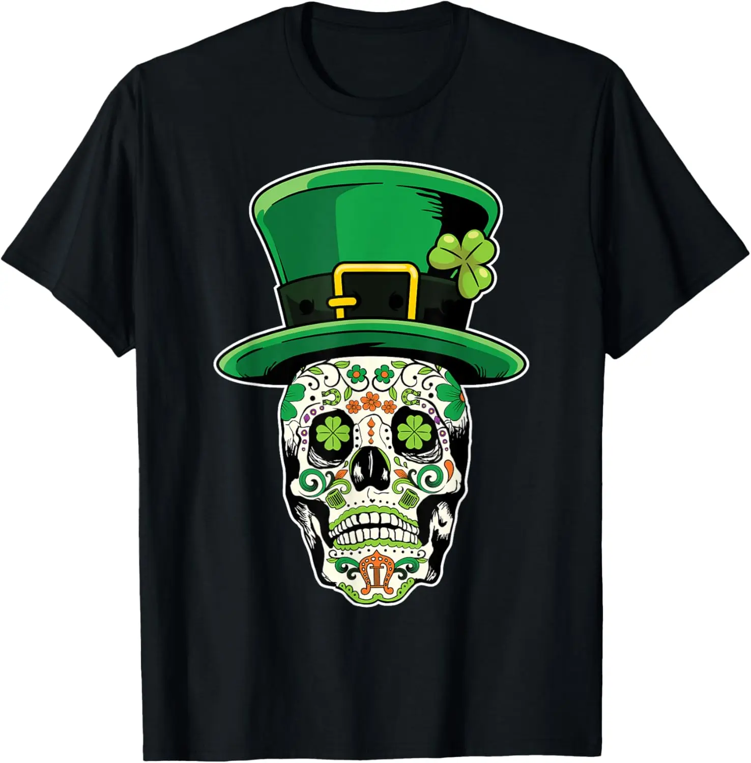 Lucky Brand Womens Sugar Skull Saint Patricks Day Of Dead Tshirt