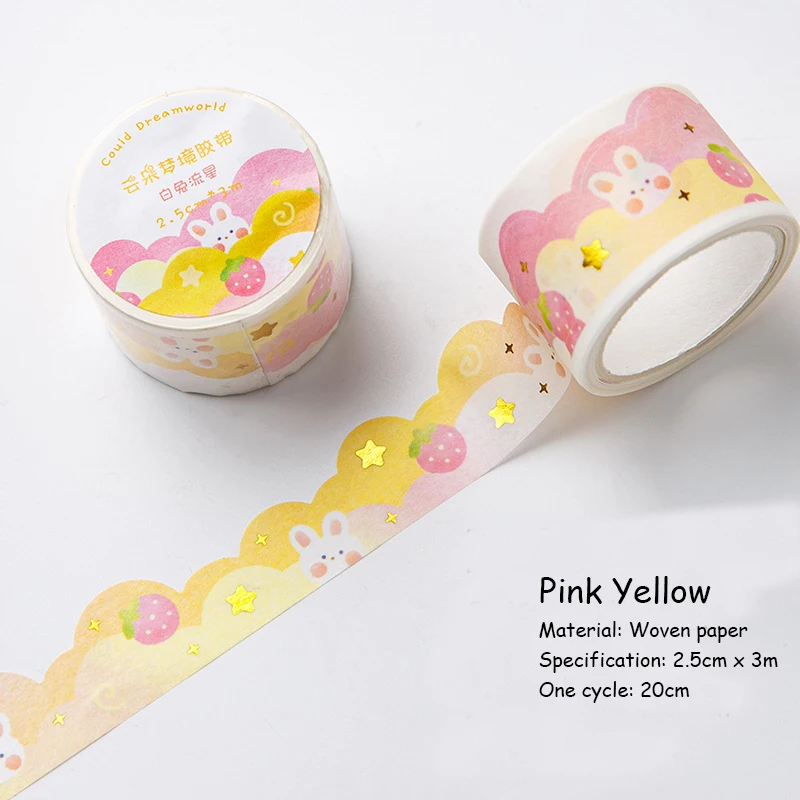 3 m/rol schattige wolk sprankelende tapes papier decoratieve journaling zelfklevende afplakband scrapbooking ambachtelijke dagboek briefpapier cadeau