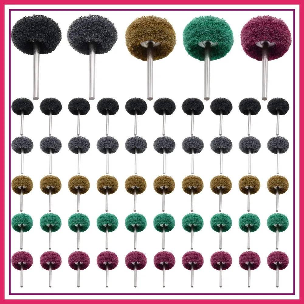 

50/100/200pcs 1" Abrasive Wheels, Buffing Polishing Pads, 120-600 Grit, 1/8" Shank for Rotary Tools
