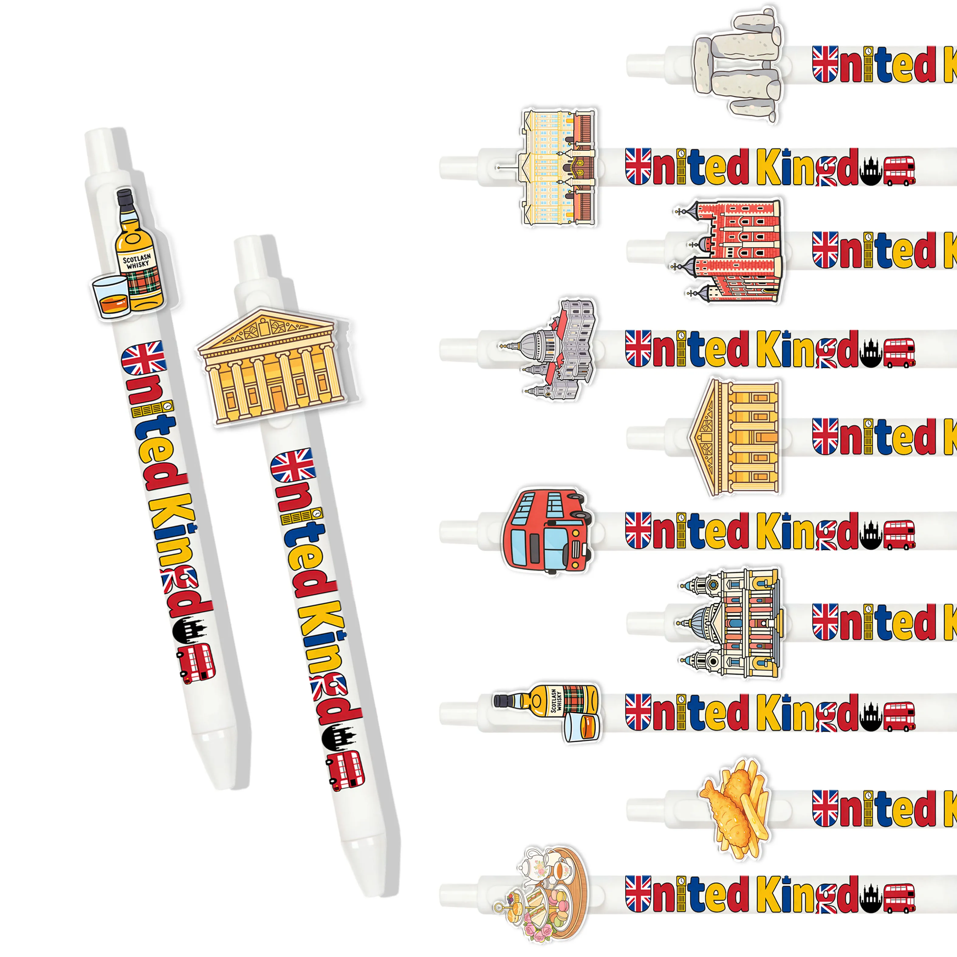 

Набор из 10/14 шариковых ручек с изображением достопримечательностей Великобритании, креативные офисные ручки с британскими мотивами, канцелярские товары для школы