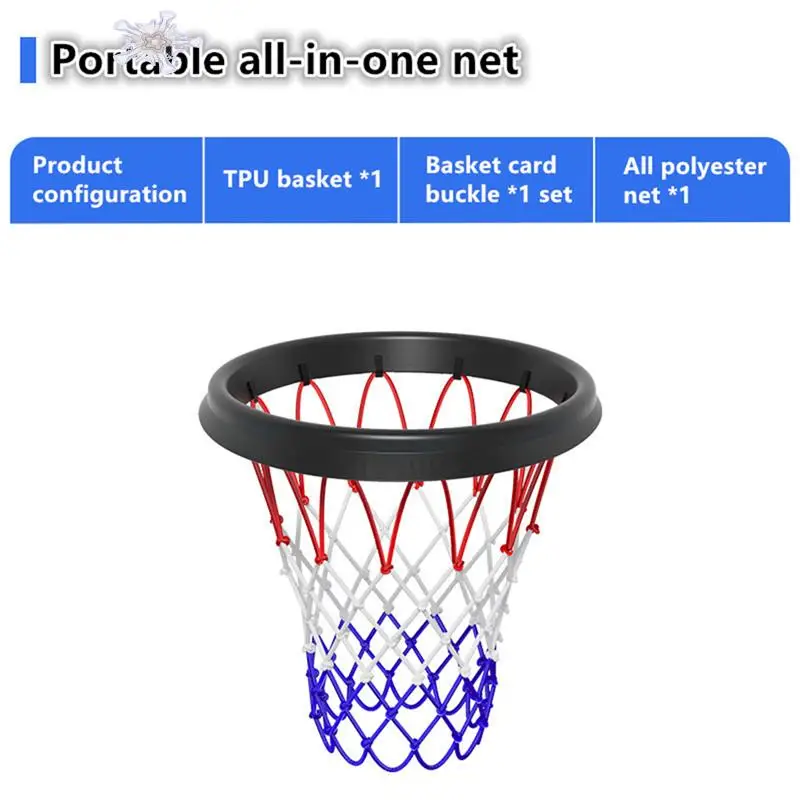 Tragbarer Basketballnetzrahmen für drinnen und draußen, abnehmbares professionelles Basketballnetz, Basketballsport, einfach zu bedienen – A