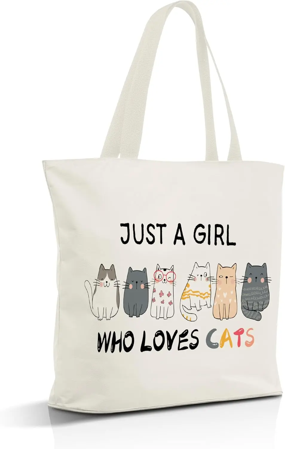 

Just a Girl Who Loves Cats Canvas Tote Bag Aesthetic Reusable Shopping Bags Mother S Day Gifts Shoulder Tote Bag for Women