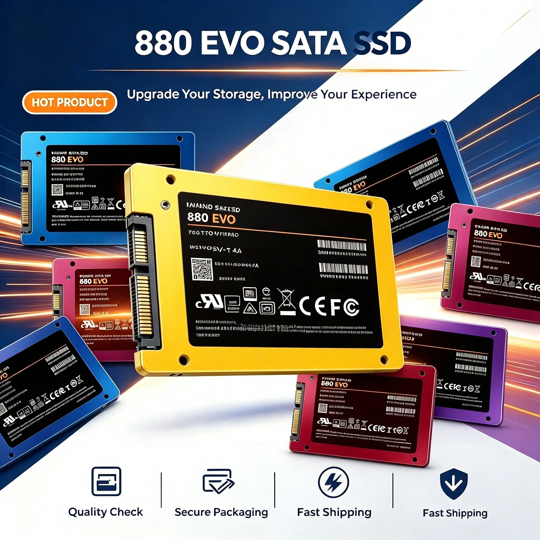 2.5-Inch SATA III 880 EVO SSD Built-in Solid State Disk 500GB 1TB TLC 4K Quick Speed Storage for Laptop Desktop Microcomputer Ga