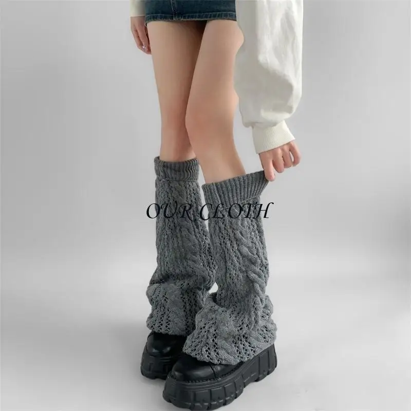 حفرة مجوفة ثقب متماسكة تدفئة الساق للنساء harajuku الشفور الجرونج الجوارب الطويلة الطويلة #3