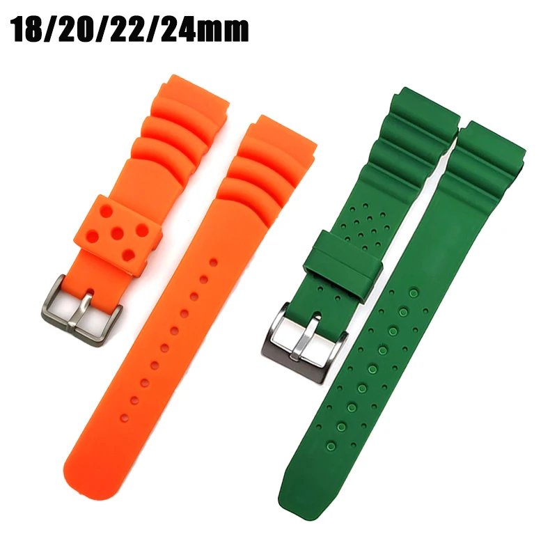 18mm 20mm 22mm 24mm Strap for Seiko Diving Rubber Watchband Silicone Waterproof Wristband Bracelet Replacement Watch Accessories