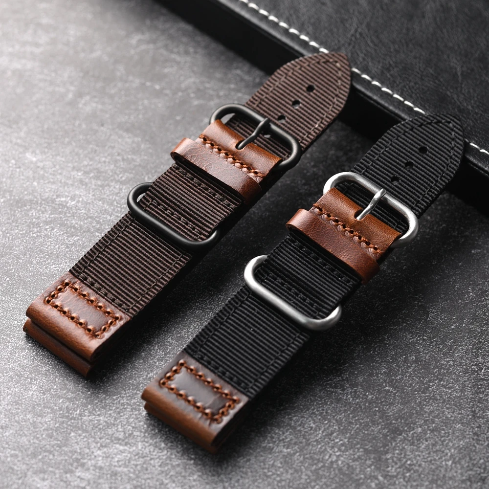 High-End Wear-resistant For Genuine Leather Strap 20 22 24MM Wear-resistant Soft Breathable Waterproof Men's Vintage Style Brac
