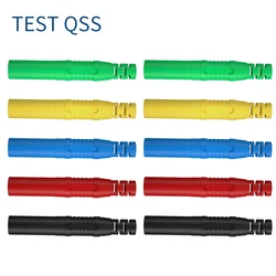 QSS 10PCS Safety 4MM Shrouded Banana Plug Solder In line DIY assembly Test leads connectors Q.10041