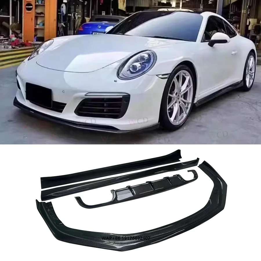 

991 Carbon Fiber Bodykit forPorsche 911 911.1 Front Bumper Lip Rear Diffuser Side Skirt Body Kits 2016-2018