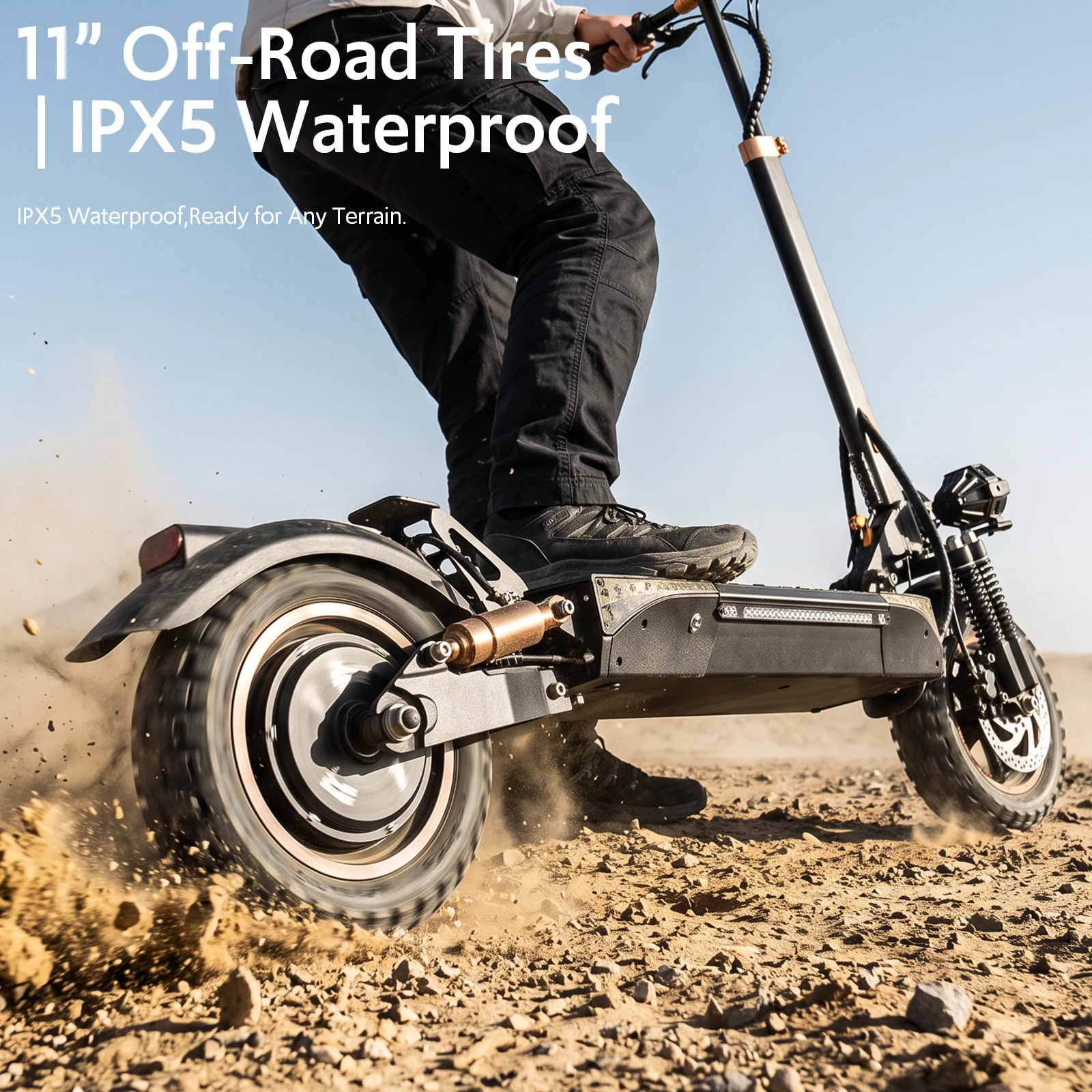 Electric Scooter Adults, 1200W Motor, E-Scooters Up to 25 Miles Range,11" Off-Road/All Terrain Tire Scooter with Dual Suspension &Side Light view 8