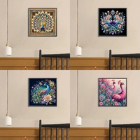 1 DIY frameless peacock pattern irregular diamond painting set, suitable for interior decoration of living room wall art