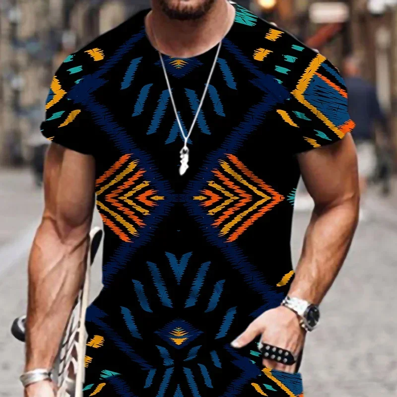Summer Fashion Casual Retro Graffiti Men T-shirt New Trend Personality 3D Printed Hip Hop Round Neck Short Sleeve Tees Tops
