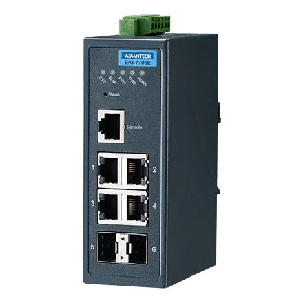 2025  Advantech Eki 7706E 4FE+2SFP Fast Ethernet Managed Redundant Industrial Switch