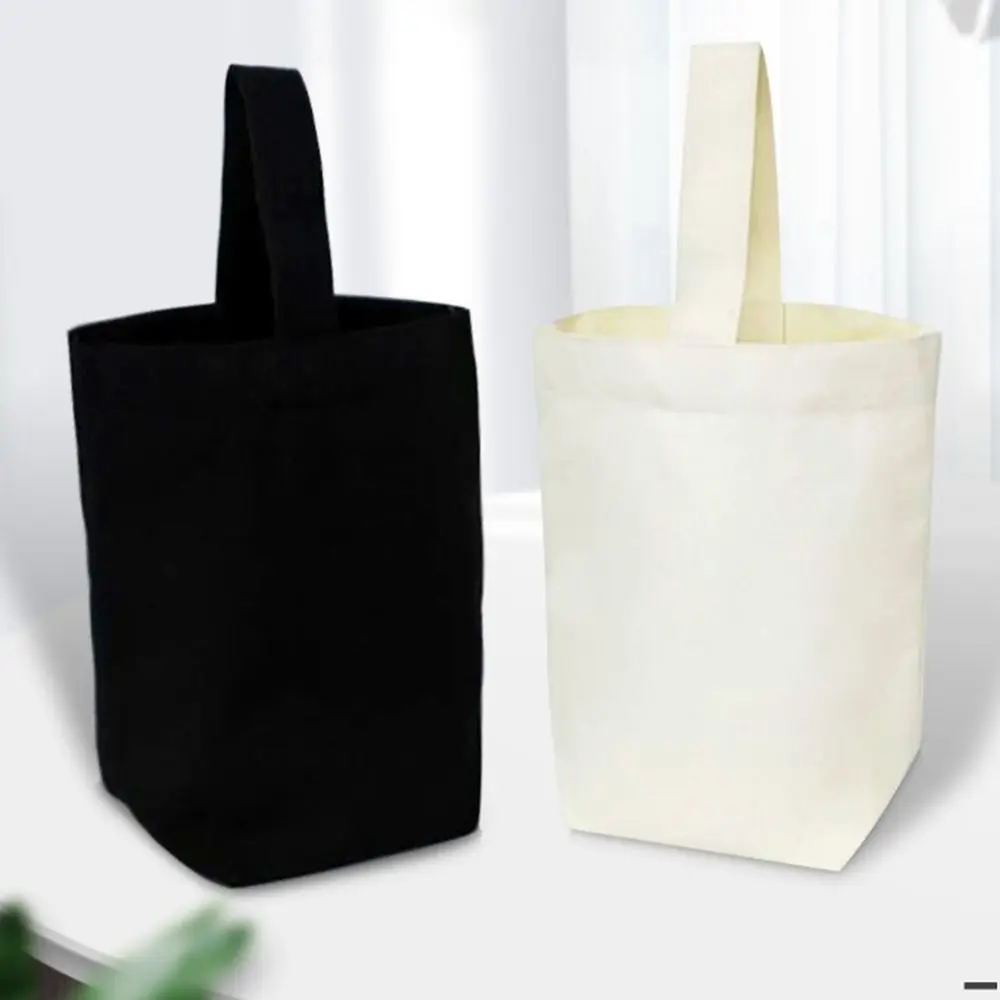 Canvas Tote Bag Leisure Large Capacity Solid Color Canvas Handbag Beige Black DIY Handhold Bag Gift Wrapping