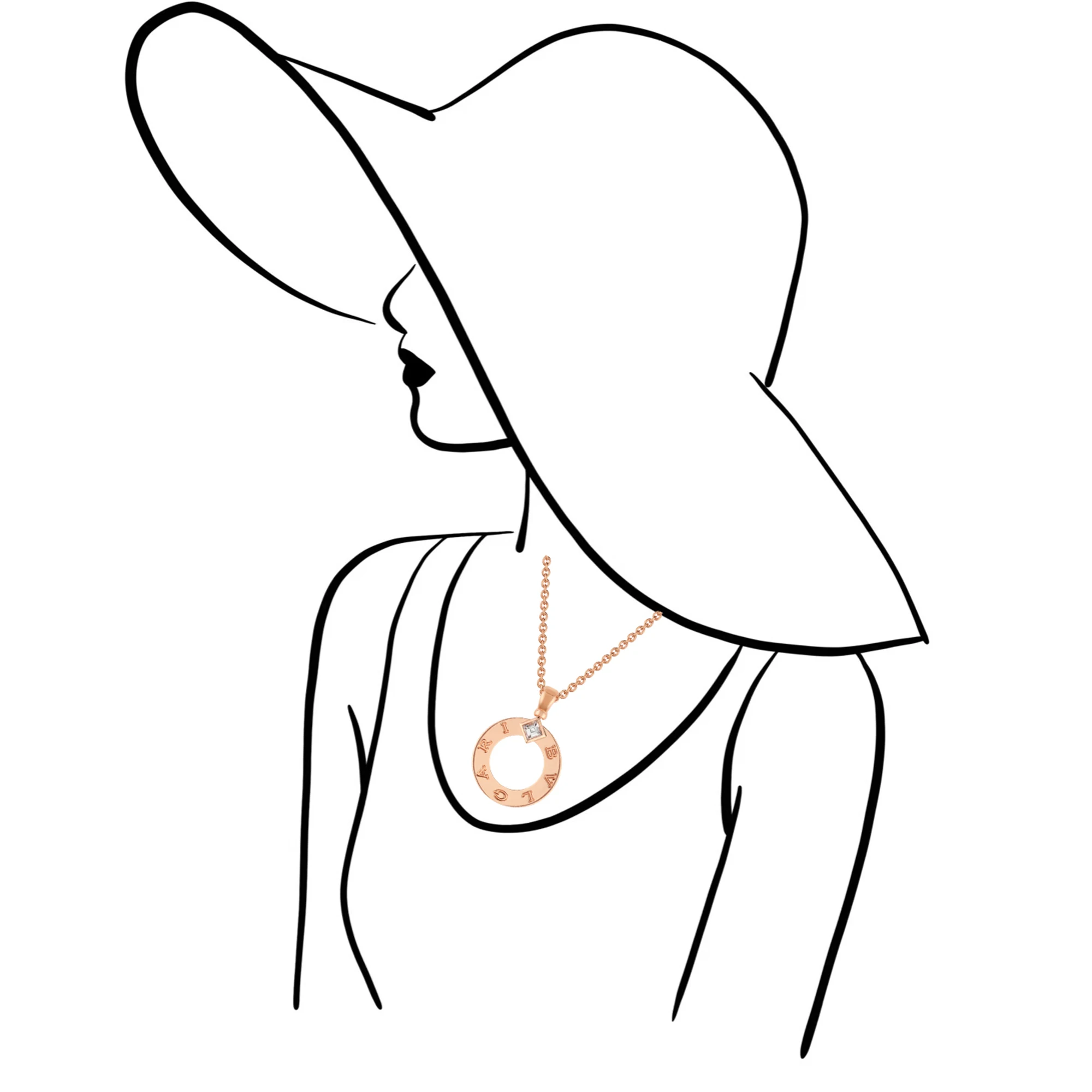 

Pure silver s925 BV single diamond circular hollow necklace, fashionable, luxurious, charming women's accessories