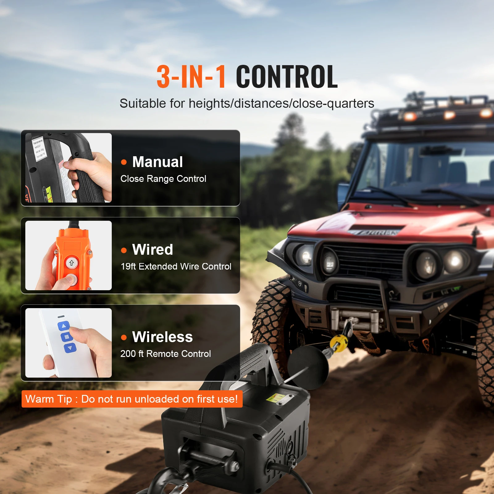 1100lbs 1500W Portable - Hoist Winch Crane with Wireless Remote Control Overload Protection