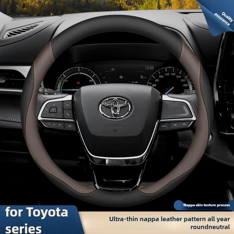 

Leather Car Steering Wheel Cover for Toyota Corolla Cross Camry Crown Sienna Grand Highlander Hiace RAV4 CHR GR 2025 Accessories