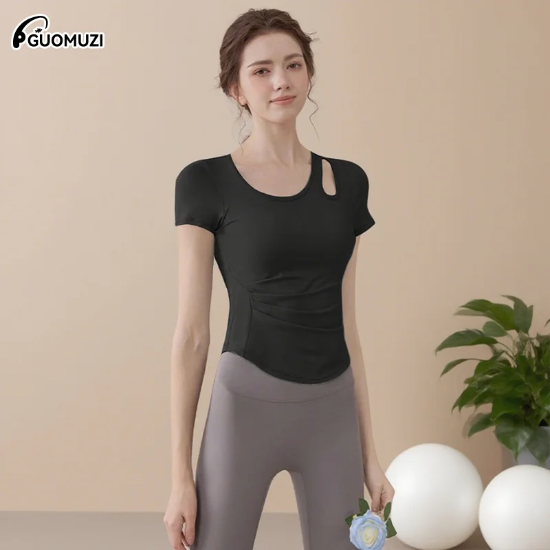 

Sports Shirts Women Yoga Fitness Sports Top With Chest Pad Training T-Shirt Breathable Quick-dry Running T-Shirt Fitness Top