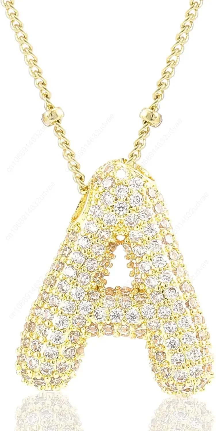 

Ожерелье с буквами, изящное ожерелье с пузырьковым шаром из 14-каратного золота для женщин, массивное ожерелье с подвеской в виде начальной формы, персонализированное ожерелье с именем