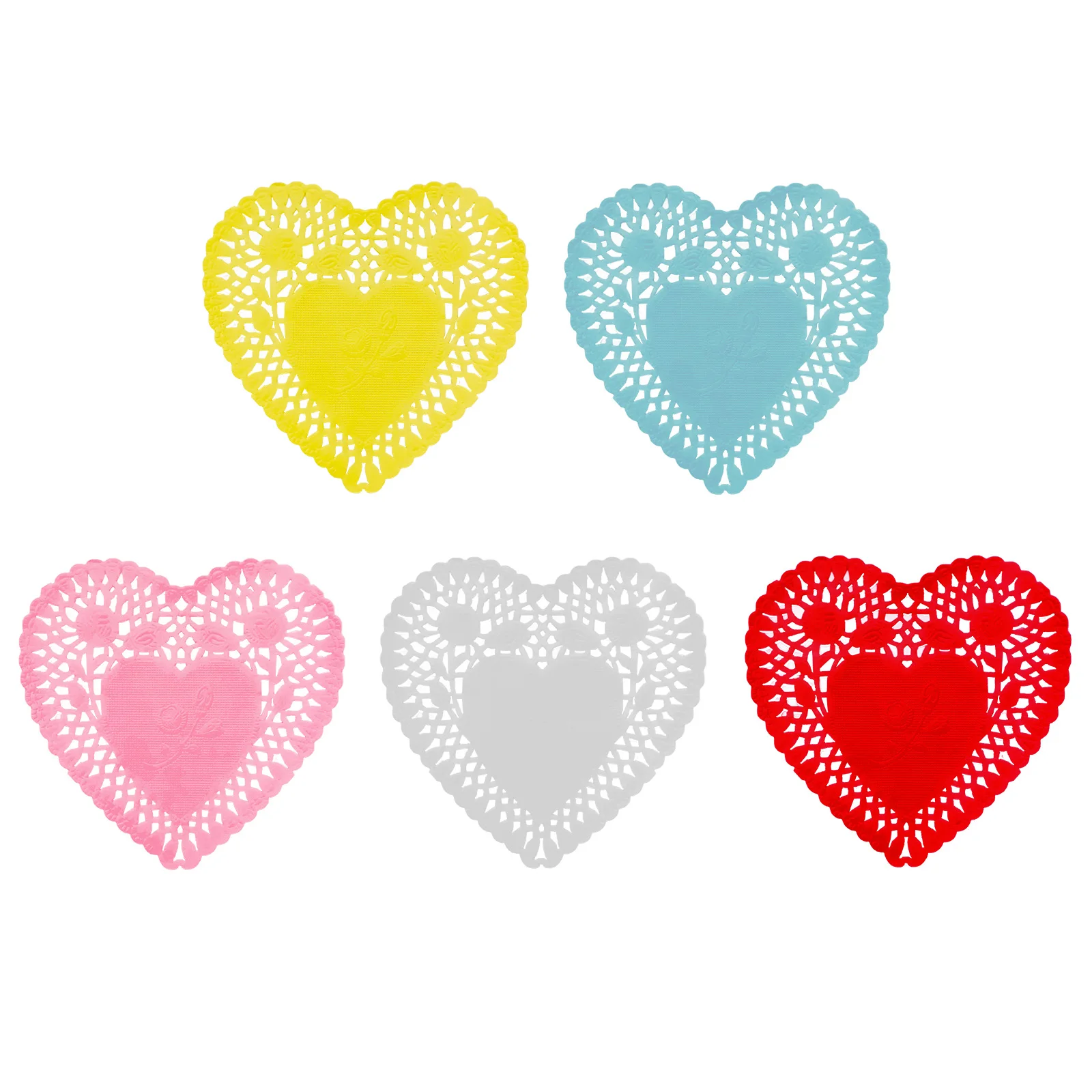 

100PCS 10cm Heart Shaped Paper Lace Doilies 4 Inch Valentine Paper Placemats for Crafting Wedding Bridal Shower Party Supplies