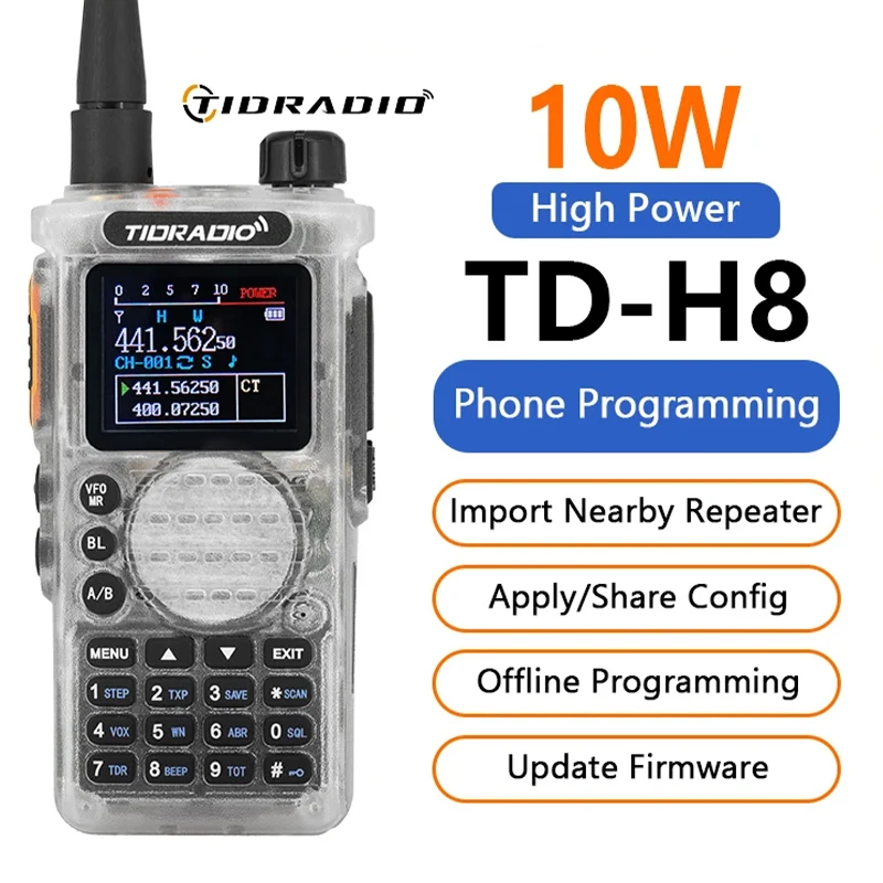 TIDRADIO TD-H8 Walkie Talkie dalekiego zasięgu Przenośne połączenie radiowe Telefon komórkowy Programowanie zewnętrzne Komutator dwukierunkowy Ładowanie USB