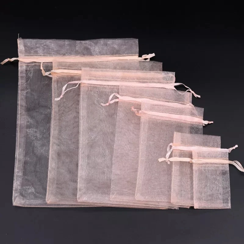 25/50 Pcs/lot White Drawstring Organza Bags&small Pouches Jewelry Package Bags Christmas Wedding Packaging Gift Bags 5z