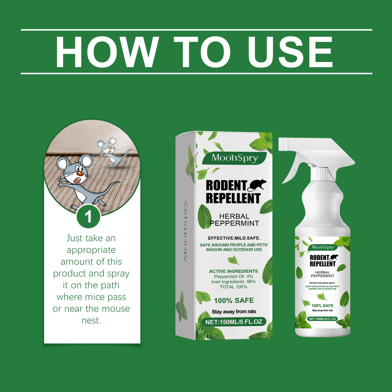 Mint-Flavored Mouse Repellent Spray Mouse Repellent for Outdoor Gardening, Preventing and Exterminating, Mouse Avoidance and Rep - view 5