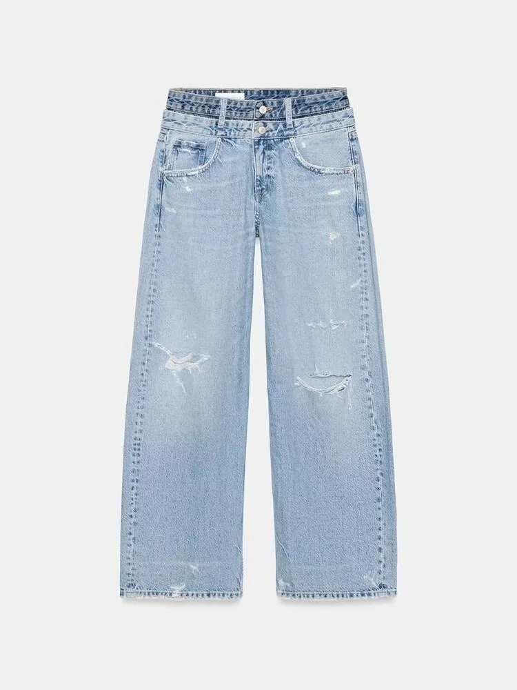 

Новые женские джинсы-бойфренды из денима с двойным слоем, свободного кроя, со средней посадкой, прямые штанины, весна 2026