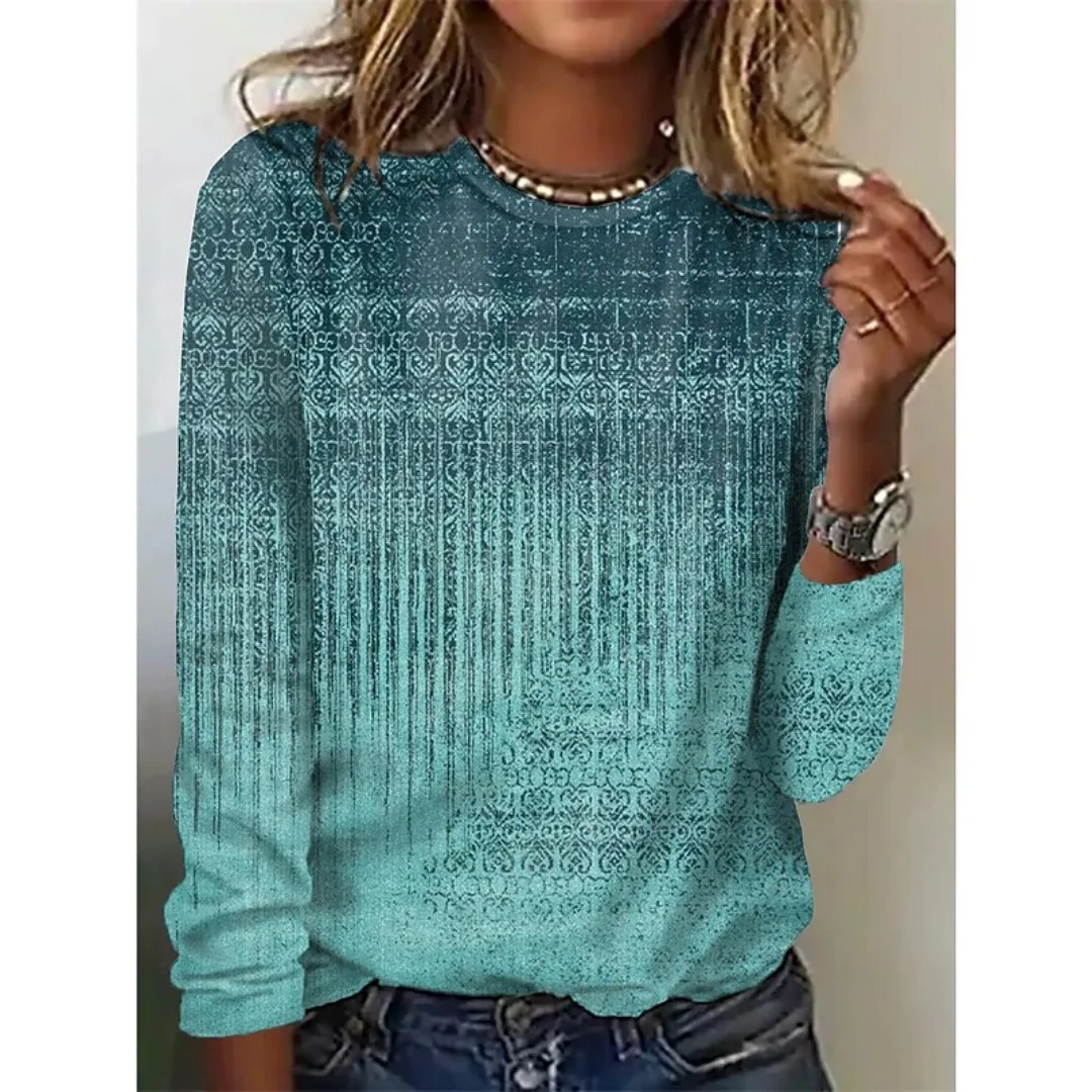 

New Minimalist Autumn Women Round Neck Long Sleeved Stripe Pullovers Solid Color Lightweight Ladies Comfortable Women Clothing