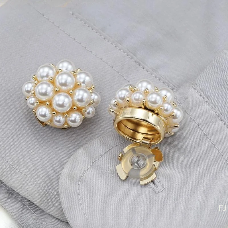 [YU]1PC Pearl Cufflinks Button Cover Fashion Clothing Decoration Cute Sleeve Button Clip Women Luxury Cuff Link