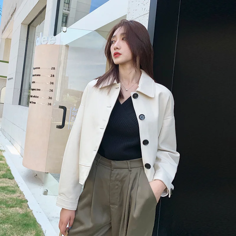 2023 Genuine Leather Clothes for Women Real Sheepskin Coats Famale Short Women Winter Streetwear Leren Jas Dames SQQ74