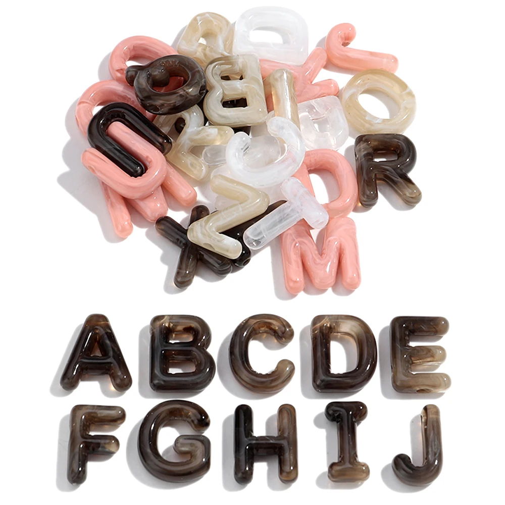 30Pcs Acrylic A-Z English Letter Bead Dual Color Alphabet Loose Beads DIY Keychain Phone Chain for Jewelry Making Accessories ﻿