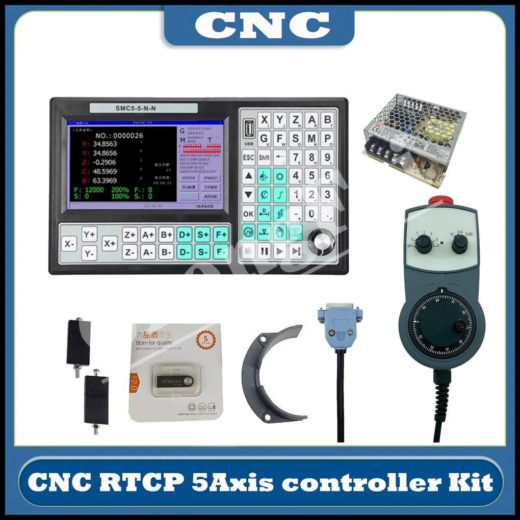 

SMC5-5-N-N CNC 5axis offline controller 500KHz RTCP G-code motion control system+6axis emergency stop handwheel cyclmotion