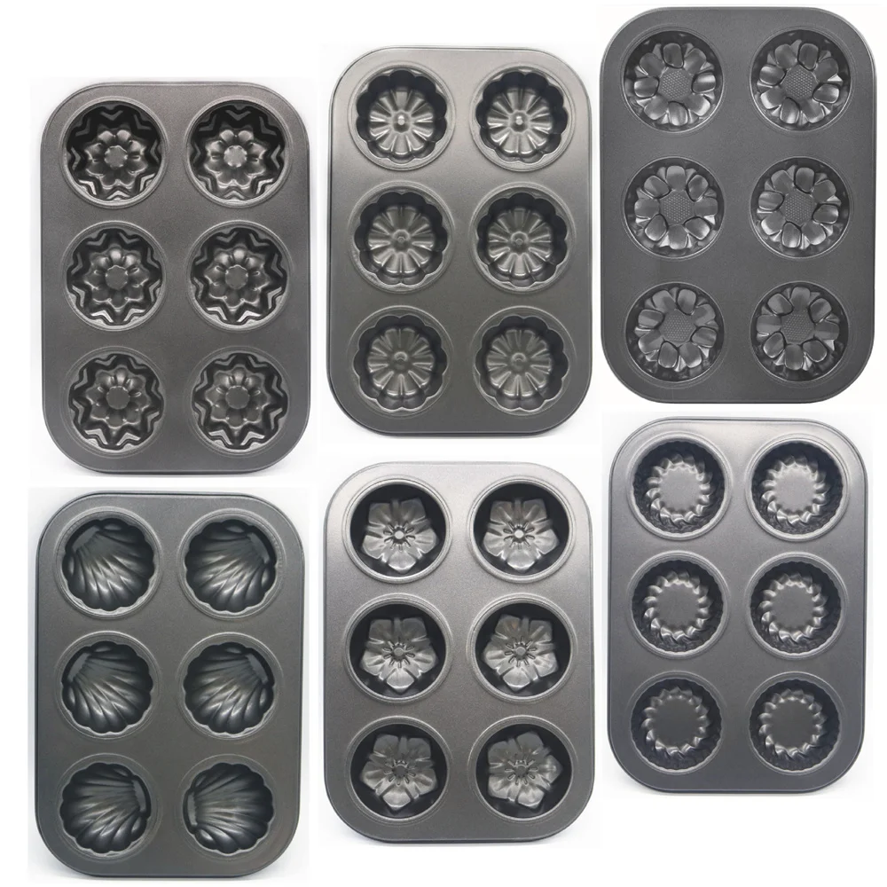 12 Holes Silicone Round Mold Madeleine Shell Banana Pumpkin Baking Pan Egg Tart Mold For Kitchen Tool Bakeware