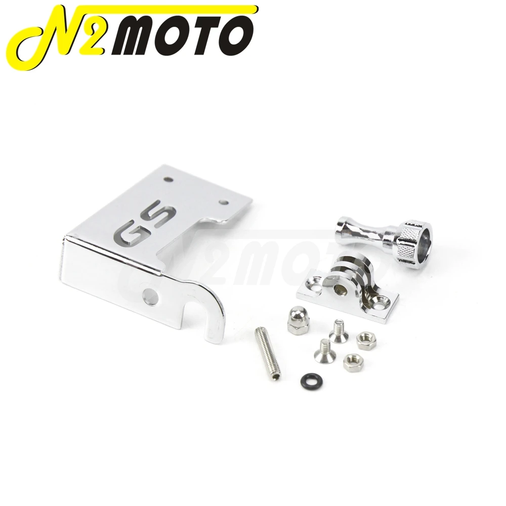 Black/Chrome Motorcycle Front Left Stand Bracket Kit For BMW F650GS F700GS F800GS R1200GS ADV 2013-16 Accessories Camera Holder