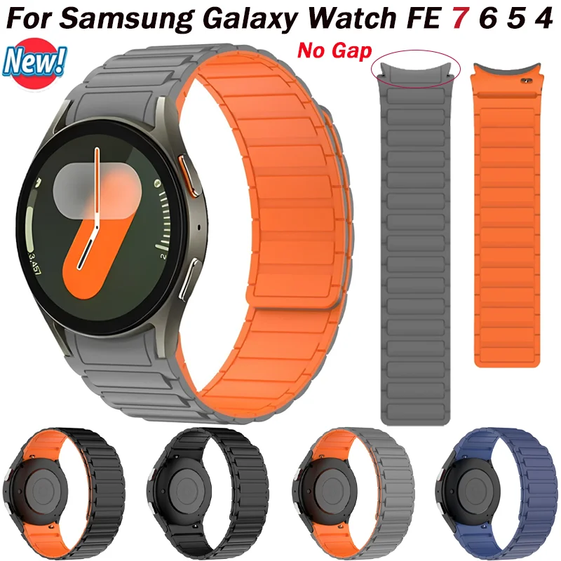 Image of Silikonarmband für Samsung Galaxy Watch 7 FE 6 5 4 40 mm 44 mm 5pro Magnetarmband Galaxy Watch 6 4 Classic 43/47 mm No Gap Band