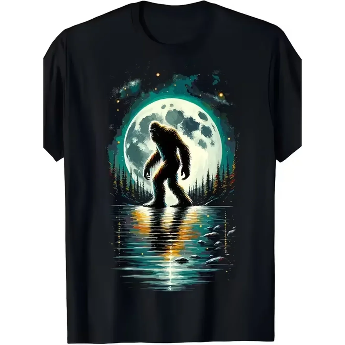 Mens Black Sasquatch Graphic Tee A Breathable And Comfy Crew Neck Shirt Featuring A Design Short Sleeves Suitable For