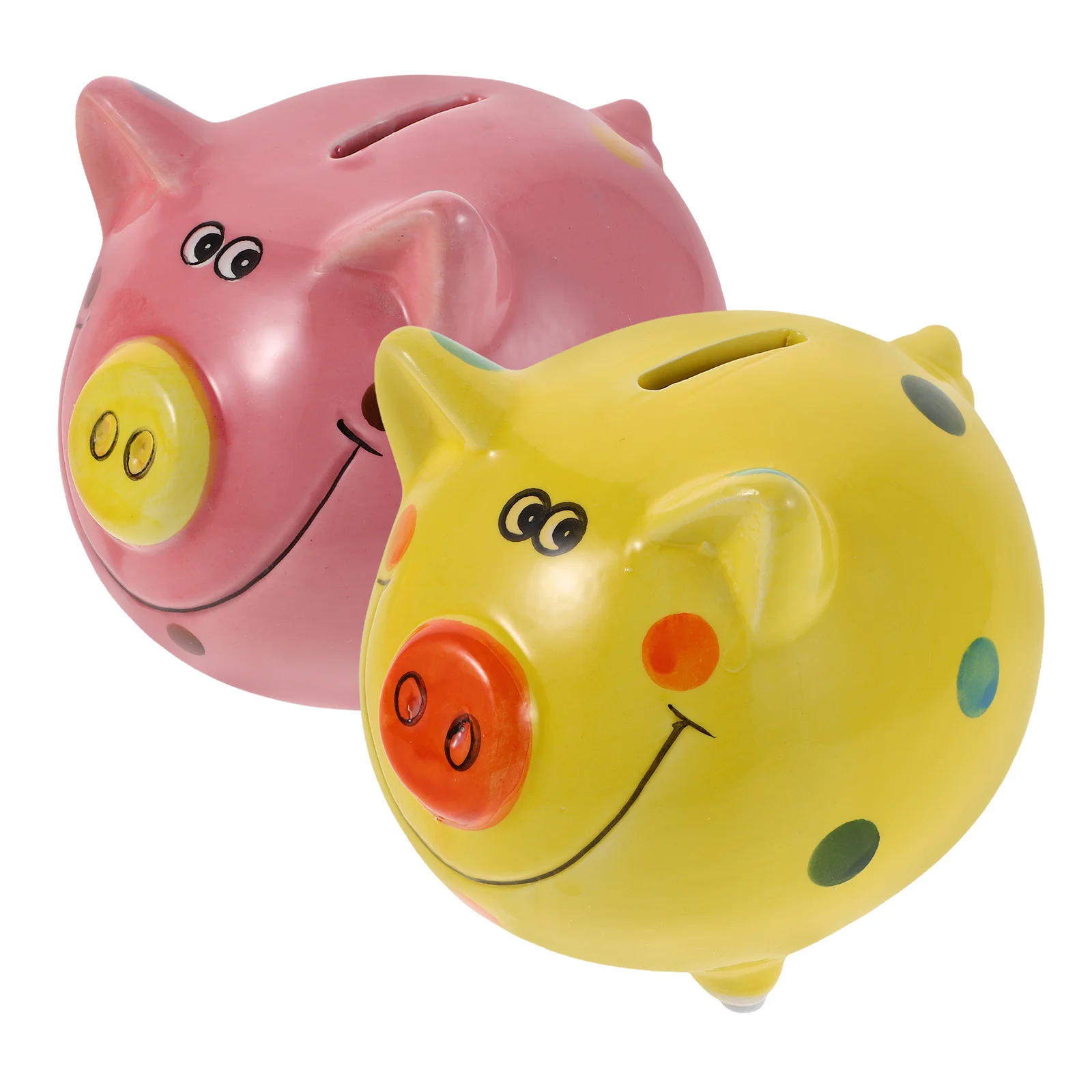 2 個のかわいい豚貯金箱子供用貯金箱セラミック子供銀行部屋の装飾教育的な誕生日プレゼント女の子のため
