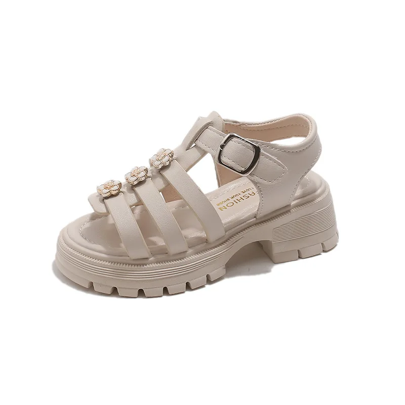 

Новые летние римские сандалии для девочек 2026 года с цветочным декором, открытые, пляжные туфли для малышей и детей