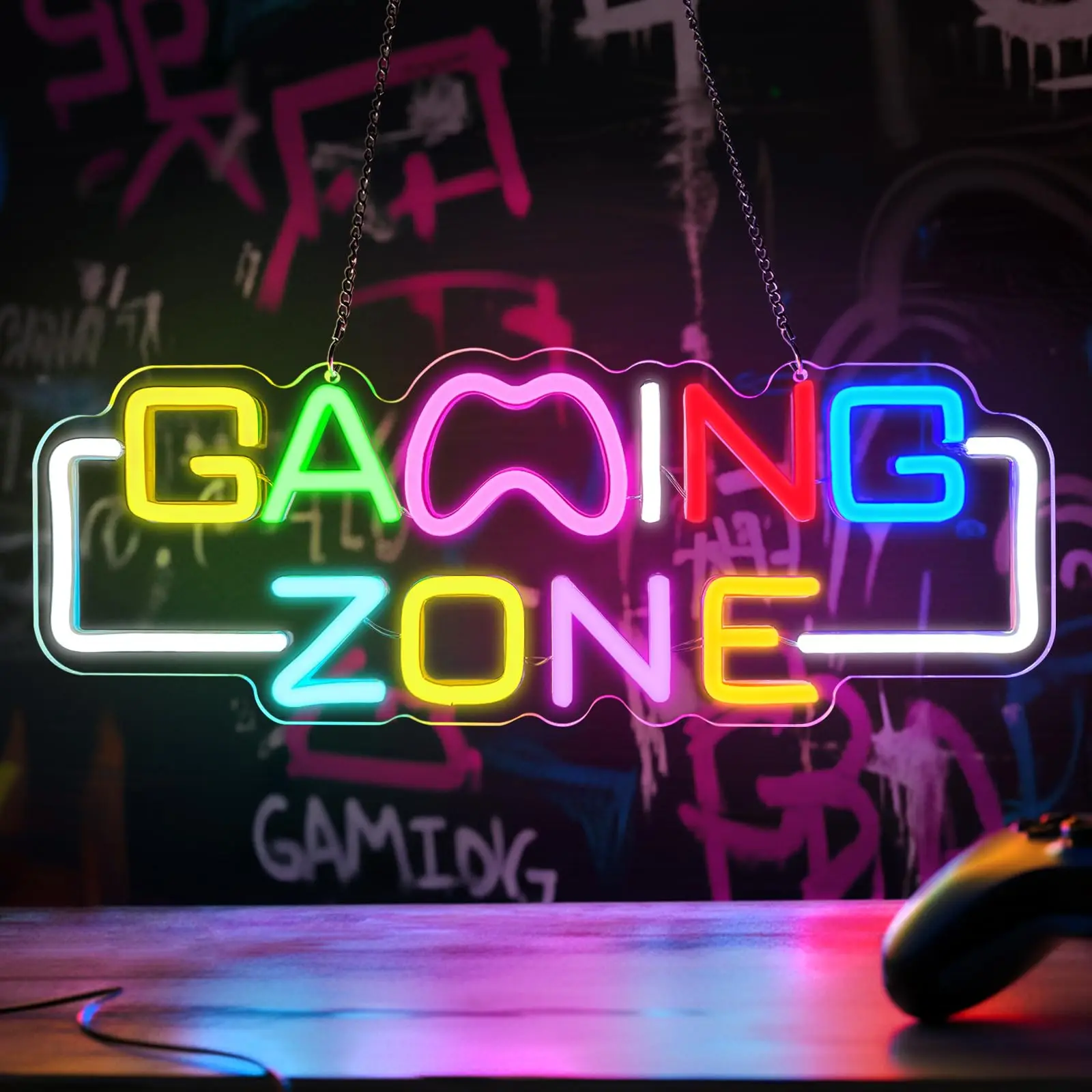 

Gaming Zone Neon Sign Dimmable Brightness Game Controller Neon Sign for Bedroom,Game Room,Man Cave,Gamer Decor