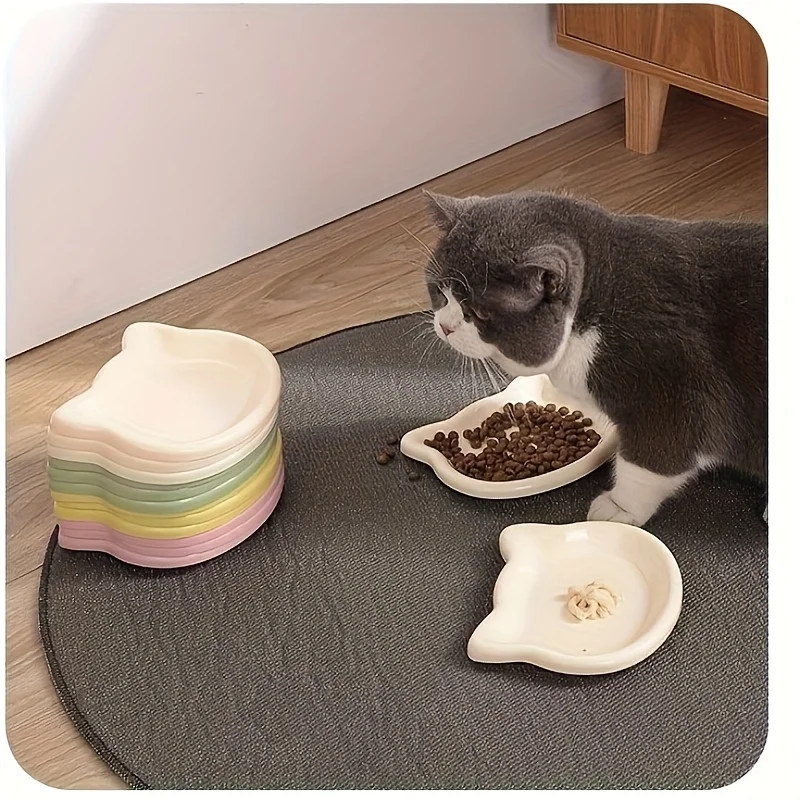 4색 애완동물 그릇 고양이 사료 접시 캔 간식 냉동 식사 접시 드워프 고양이용 프리미엄 안티 블랙노즈 애완동물 접시 가정용 애완동물 그릇 썸네일 2
