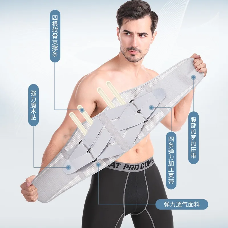Breathable Lumbar Waist Support Belt Back Brace for Herniated Disc Fitness Weightlift Squat Deadlift Core Safety Protective Gear