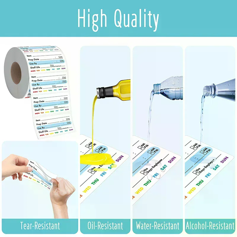 Kitchen Date Food Sticker Label Stationery Sticker Snacks Candy Storage Expiration Date Label Self-Adhesive Sticker 300Pcs/Roll