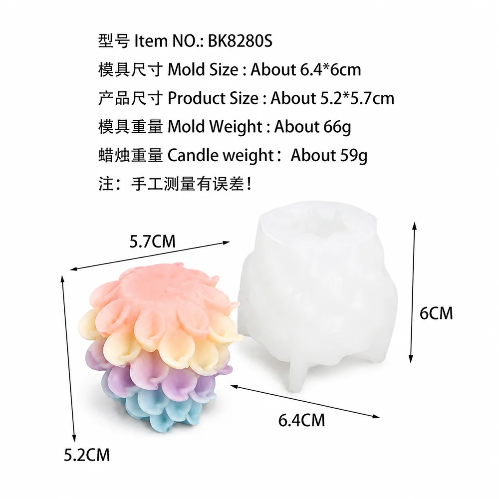 Morning Glory Flower  Candle Molds Swirl Sculpture Pillar Candle Silicone Mold Unique Shaped Twirl Minimalist  Supplies